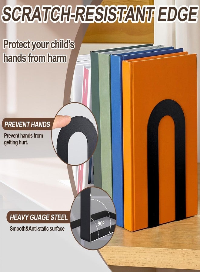 Chunful 6 Pcs Modern Metal Book Ends for Shelves Decorative Small Bookends Book Shelf Organizer Minimalist Design Stopper to Hold Books for Home Office (Black,7.5 * 5.75 * 3.5inch) - Image 5