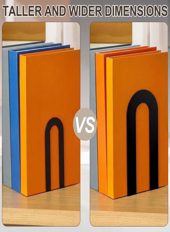 Chunful 6 Pcs Modern Metal Book Ends for Shelves Decorative Small Bookends Book Shelf Organizer Minimalist Design Stopper to Hold Books for Home Office (Black,7.5 * 5.75 * 3.5inch) - Image 4