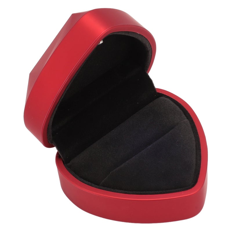 Ring Box LED Heart Shaped Ring Box Waterproof Exquisite Ring Case Romantic Decorative Jewellry Display Box for Proposal Engagement Wedding Red - Image 3