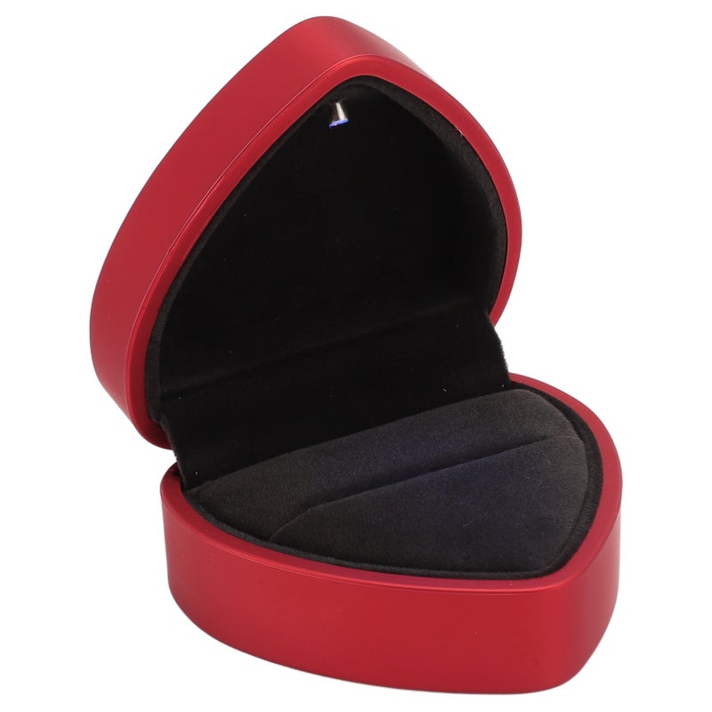 Ring Box LED Heart Shaped Ring Box Waterproof Exquisite Ring Case Romantic Decorative Jewellry Display Box for Proposal Engagement Wedding Red - Image 5
