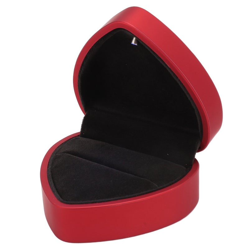 Ring Box LED Heart Shaped Ring Box Waterproof Exquisite Ring Case Romantic Decorative Jewellry Display Box for Proposal Engagement Wedding Red - Image 4