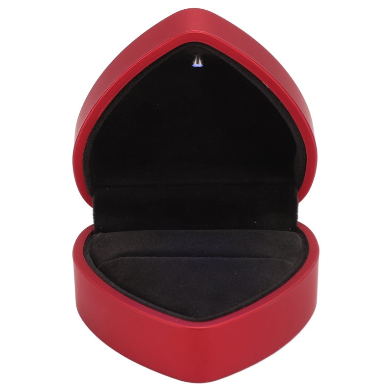 Ring Box LED Heart Shaped Ring Box Waterproof Exquisite Ring Case Romantic Decorative Jewellry Display Box for Proposal Engagement Wedding Red - Image 1