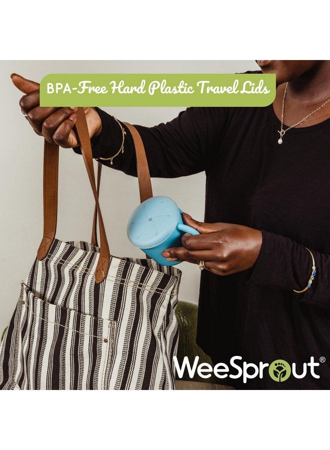 وي سبراوت حاويات الوجبات الخفيفة WeeSprout، أكواب الوجبات الخفيفة المصنوعة من السيليكون الآمن غذائيًا، أغطية مقاومة للانسكاب للأطفال الصغار والرضع، أغطية سفر بلاستيكية صلبة ممتازة، أكواب آمنة للأطفال الصغار والرضع في غسالة الأطباق، - Image 3