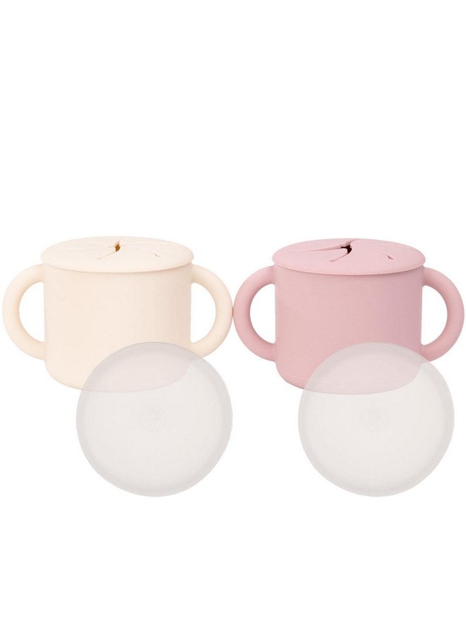 وي سبراوت حاويات الوجبات الخفيفة WeeSprout، أكواب الوجبات الخفيفة المصنوعة من السيليكون الآمن غذائيًا، أغطية مقاومة للانسكاب للأطفال الصغار والرضع، أغطية سفر بلاستيكية صلبة ممتازة، أكواب آمنة للأطفال الصغار والرضع في غسالة الأطباق، - Image 1