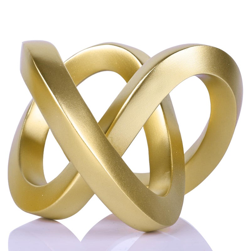 DOVDOV Gold Knot Decorative Sculpture, Gold Room Decor Aesthetics, Mobius Ring Statue for Shelves Living Room tv Cabinet Office Cabinet Above Coffee Table Decor Accents. - Image 1