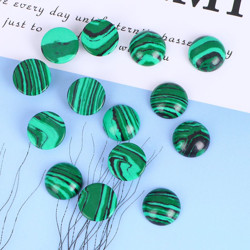 20pcs 14MM Time Sticker Stone Round Glass Patch Supplies for Jewelry Craft Making (Green) - Image 5