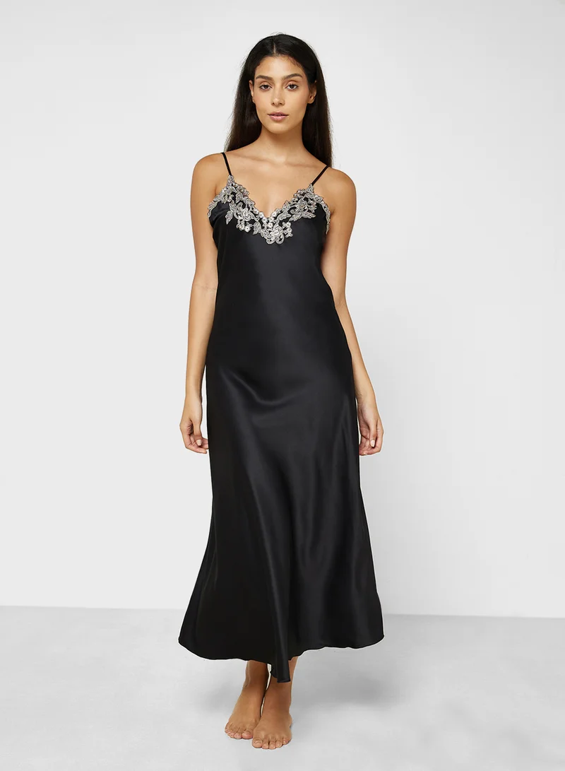 ELLA Lace Trim Night Slip Dress