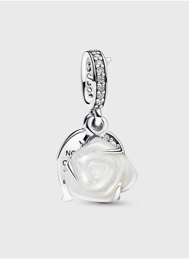 PANDORA White Rose In Bloom Double Dangle Charm