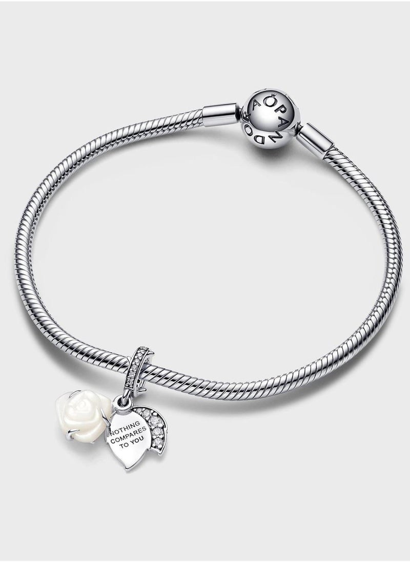 PANDORA White Rose In Bloom Double Dangle Charm  - Image 4