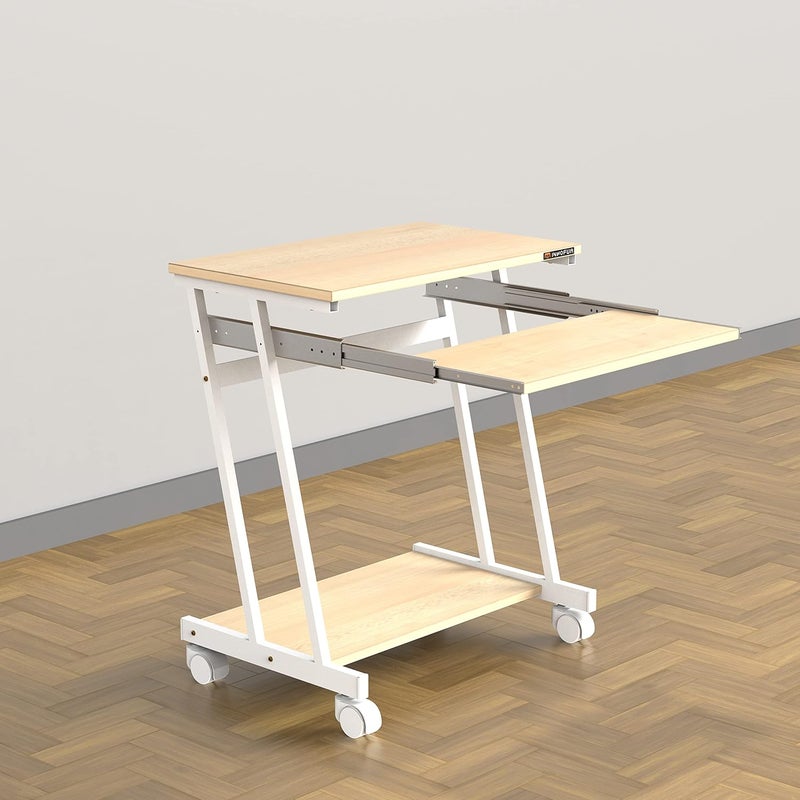 InnoFur Trapezi Desk with Storage Study Computer Laptop Table for Students Adults Office Table with Keyboard Tray Wheels Colour Beige 65cmsWx75cmsHx40cmsD 1 Year Warranty - Image 3
