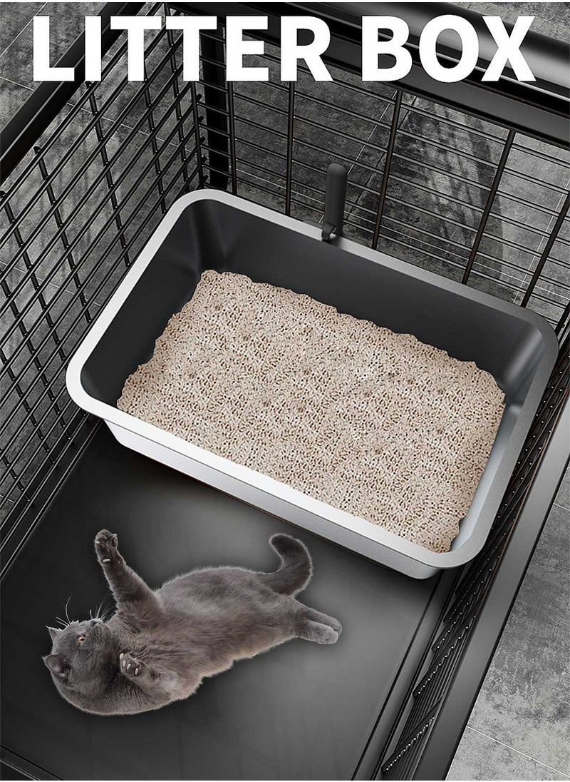 Kidle - Large Stainless Steel Cat Litter Box Metal Litter Pan with Cat Litter Scoop Cats Toilet Metal Kitten Litter Pan 6010-10 - Image 1