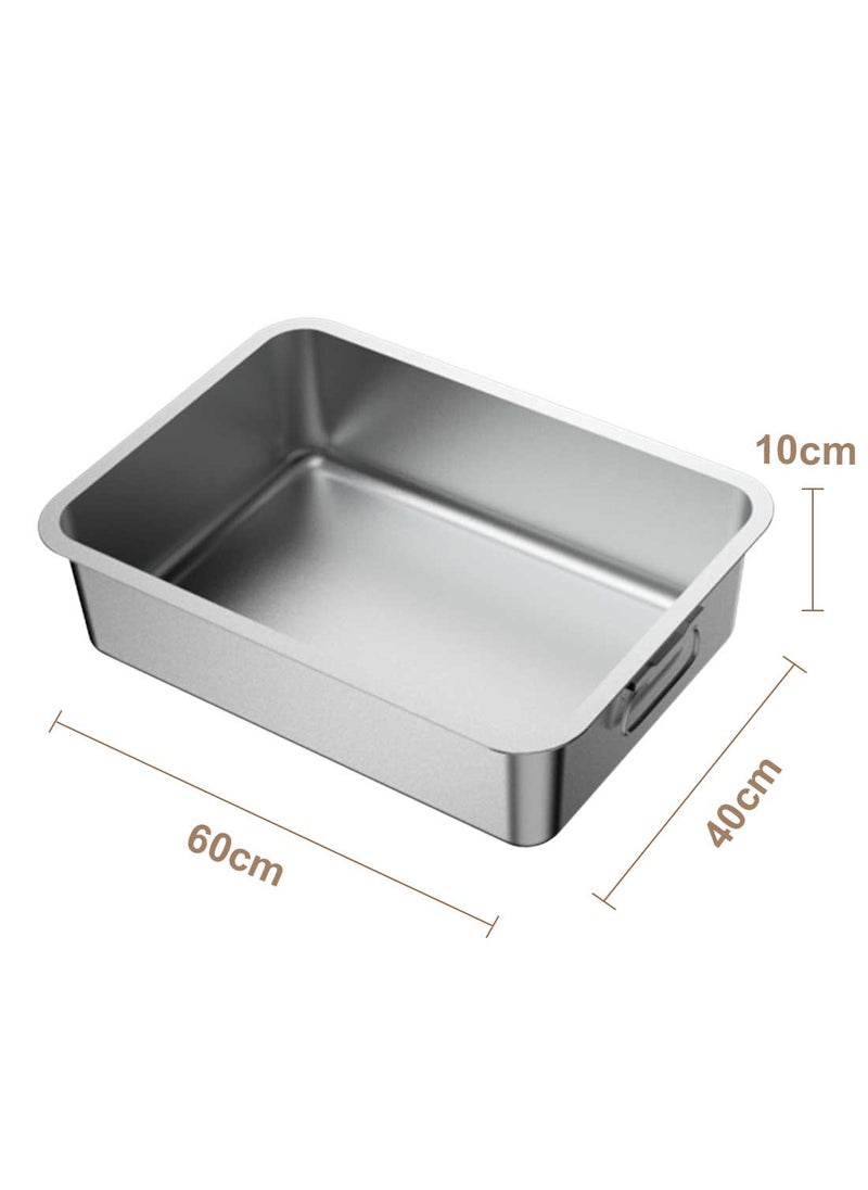Kidle - Large Stainless Steel Cat Litter Box Metal Litter Pan with Cat Litter Scoop Cats Toilet Metal Kitten Litter Pan 6010-10 - Image 1