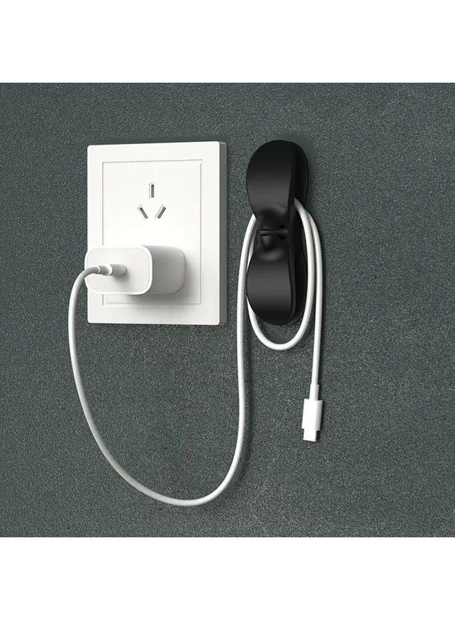 Wall Mounted Cable Organizer Butterfly Clip 2pc Black 2pc Gray Cord Management Office Desk - Image 2