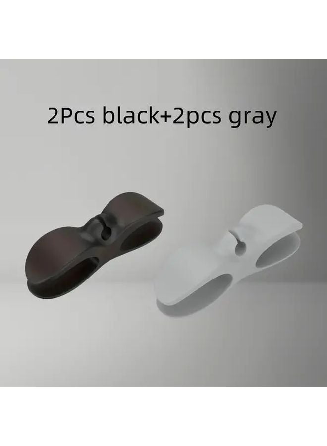 Wall Mounted Cable Organizer Butterfly Clip 2pc Black 2pc Gray Cord Management Office Desk - Image 1