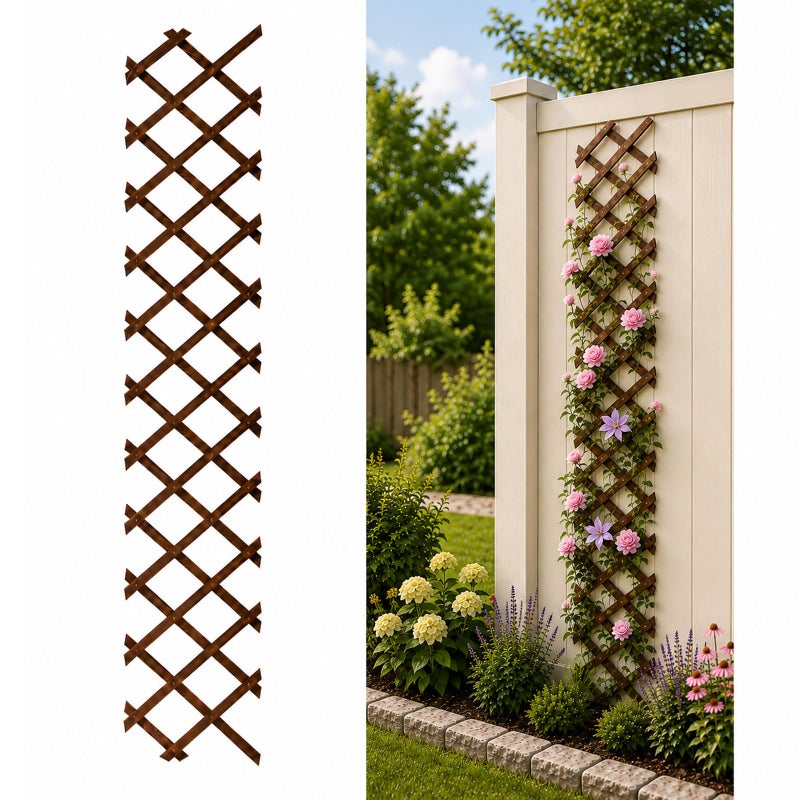 Tilinyan & one Expandable Garden Trellis 131 x 67 Trellis for Climbing Plants Outdoor Wooden Lattice Fence Wall Panel Lattice Panels for Outside for Climbing Plants Vine Ivy Rose Cucumbers Clematis1PC - Image 2