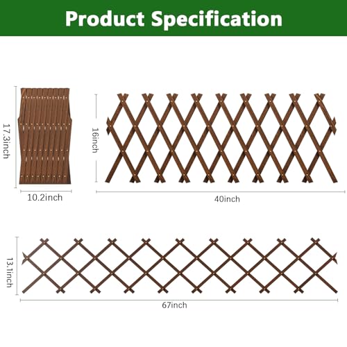 Tilinyan & one Expandable Garden Trellis 131 x 67 Trellis for Climbing Plants Outdoor Wooden Lattice Fence Wall Panel Lattice Panels for Outside for Climbing Plants Vine Ivy Rose Cucumbers Clematis1PC - Image 3