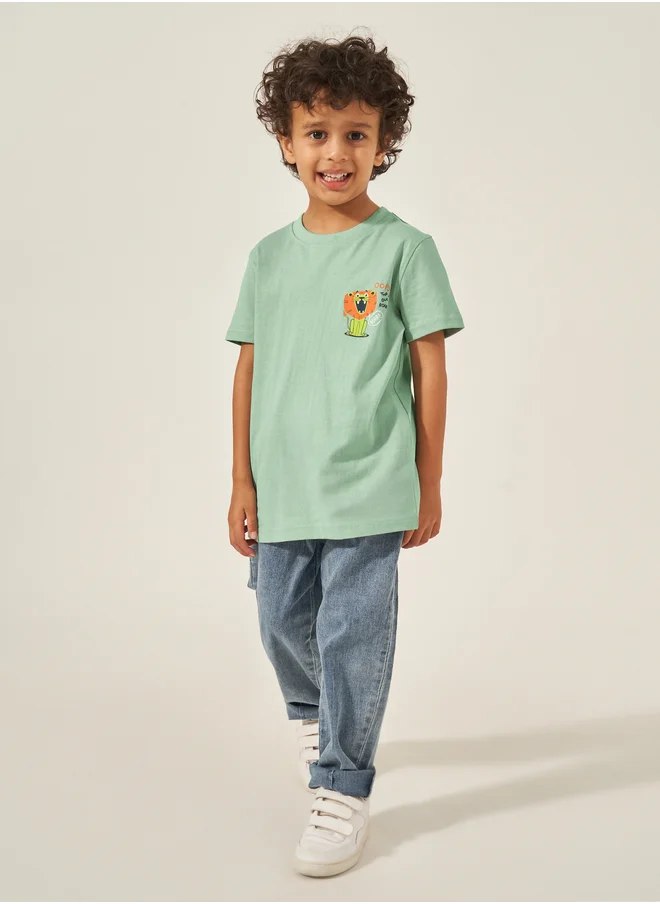 ستايلي Styli Graphic Print Short Sleeve T-Shirt