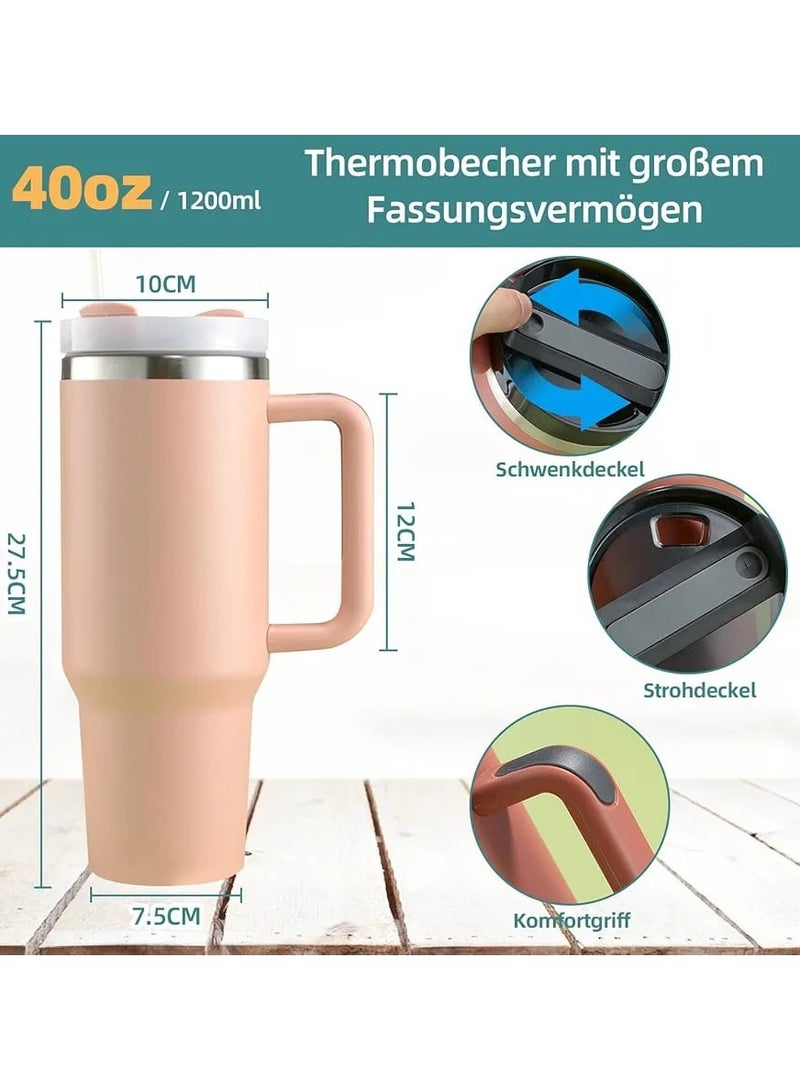 كوب ستانلي كوينشر H2.0 فلوستيت الاصلي مختوم ، معزول بتفريغ الهواء فولاذ مقاوم للصدأ مع غطاء وشفاطة للمياه أو الشاي المثلج القهوة وعصير السموذي , 12ساعة بارد و 6 ساعات ساخن, 1.18 لتر