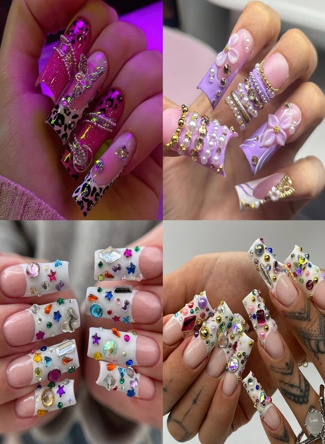 Jremg 3D Flatback Rhinestones, Jremg Colorful Resin Diamonds Gems Jewels Kit Silver Rhinestone Nail Crystals Round Nail Stones Nail Gems Nail Accessories for Acrylic Nail Tips Manicure Decor 2Boxes - Image 5