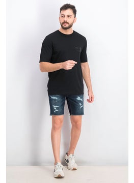 DIESEL Men Crew Neck Short Sleeves Textured T-shirt, Black  - Image 3