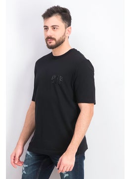 DIESEL Men Crew Neck Short Sleeves Textured T-shirt, Black  - Image 2