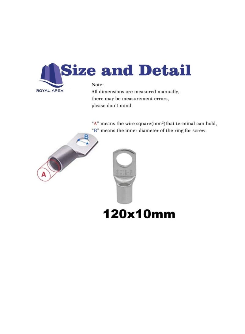 Copper Cable Lugs 10Pcs Set Wire Terminals Connector Cable lugs Ring Battery SC Terminals for Marine Solar Automotive Electric Home Applications etc. Hole Size 10mm Cable Size 120mm  - Image 3