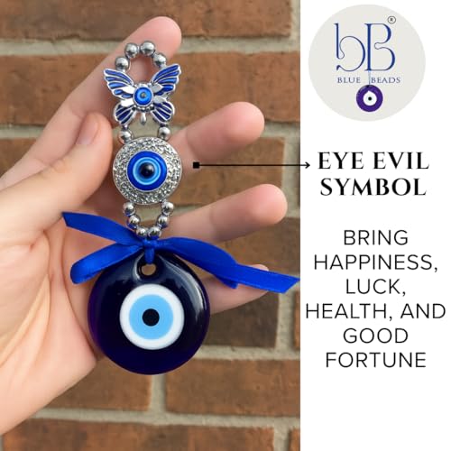 BLUE BEADS Turkish Feng Shui Vastu Blue Glass Evil Eye Hanging/Door Hanging Nazar Batu for Protection and Good Luck - Perfect for Gifting Home or Office (Butterfly Evil Eye) - Image 4