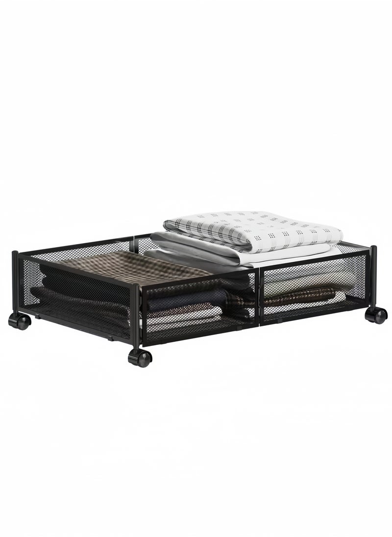 nihao Mobile Pulley Iron Bed Storage Cart, Simple Large Capacity Toys, Clothes, Shoes floor-standing - 60*40*15.5cm  - Image 1