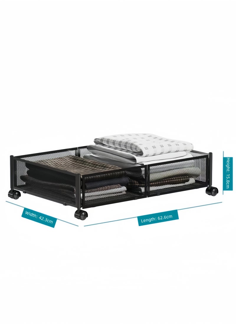 nihao Mobile Pulley Iron Bed Storage Cart, Simple Large Capacity Toys, Clothes, Shoes floor-standing - 60*40*15.5cm  - Image 5