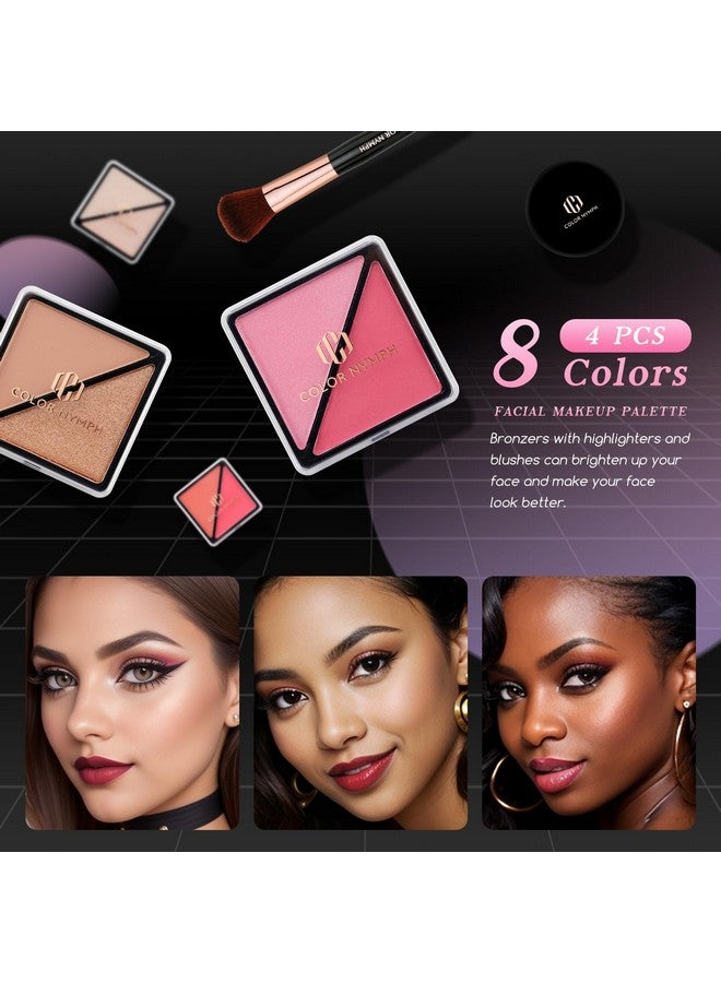 COLOR NYMPH طقم مكياج مبتدئ للفتيات الصغيرات حقيبة تدريب للنساء طقم كامل مع ظلال العيون أحمر شفاه أحمر خدود فرش ملمع شفاه ماسكارا شمع حواجب ومرآة وردي طقم مستحضرات تجميل مبتدئ كامل - Image 5