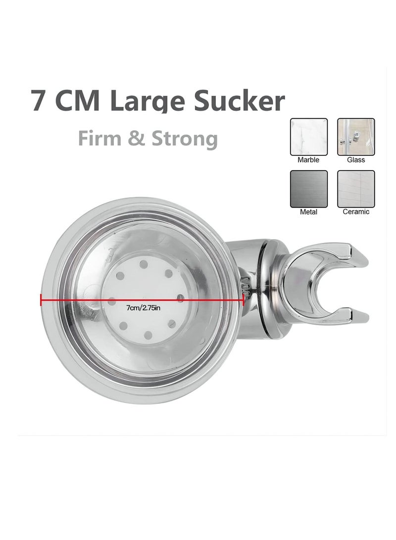 Shower Head Holder Bathroom Suction Cup Handheld Showerhead Bracket, Adjustable Height Holder, Removable Wand Wall Mounted Bracket Silver 2pcs - Image 4