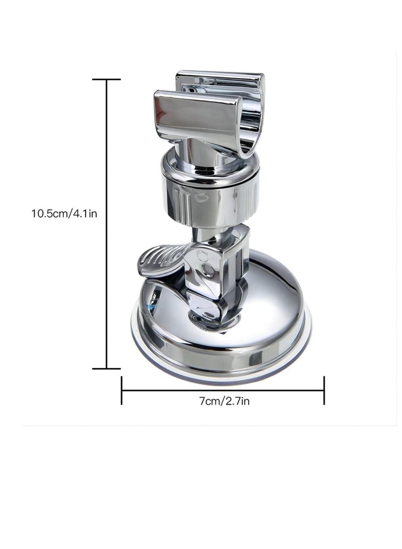 Shower Head Holder Bathroom Suction Cup Handheld Showerhead Bracket, Adjustable Height Holder, Removable Wand Wall Mounted Bracket Silver 2pcs - Image 5