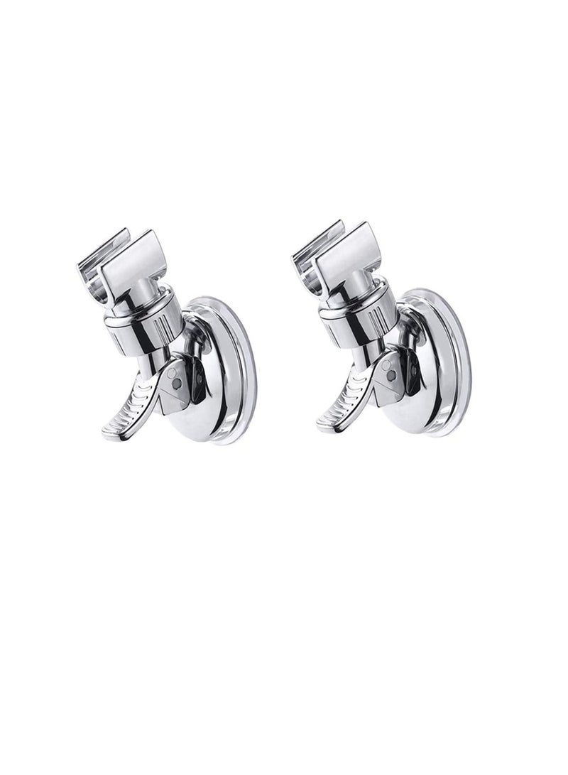 Shower Head Holder Bathroom Suction Cup Handheld Showerhead Bracket, Adjustable Height Holder, Removable Wand Wall Mounted Bracket Silver 2pcs - Image 2