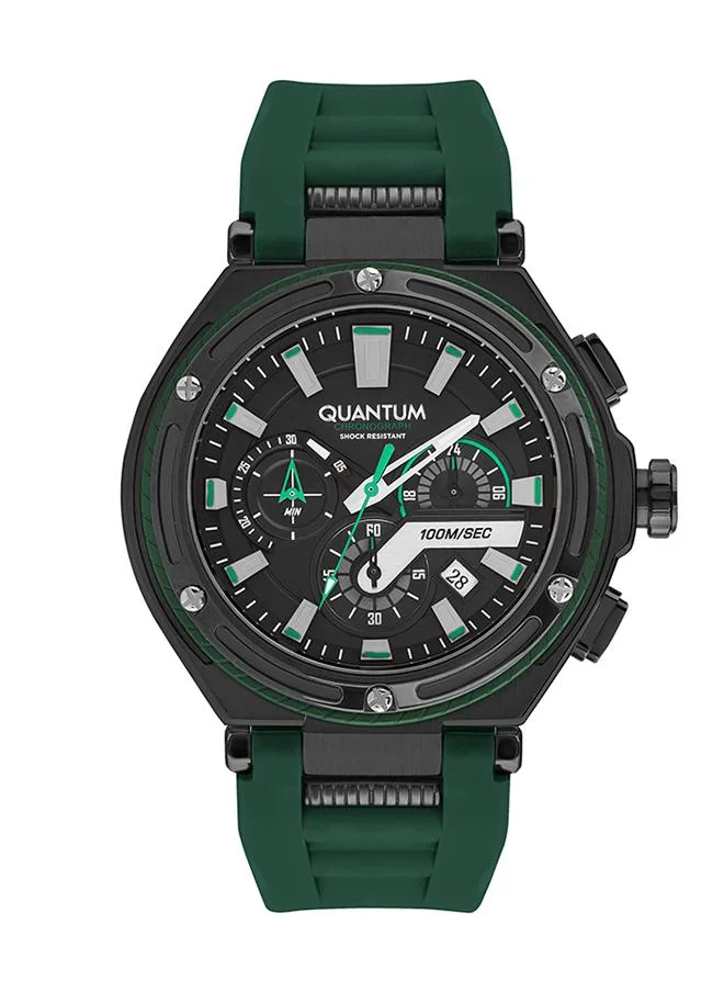 كوانتوم QUANTUM Men's Watch, Chronograph Display and Silicone Strap - HNG1010.656, Green