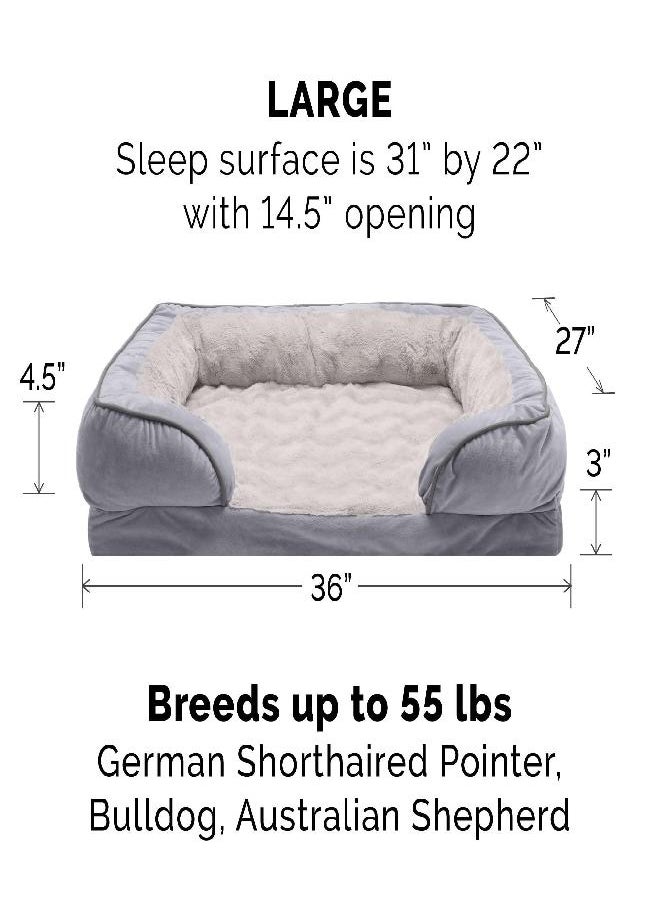 Furhaven - Furhaven Replacement Dog Bed Cover Perfect Comfort Plush & Velvet Waves Sofa-Style, Machine Washable - Granite Gray, Large - Image 1