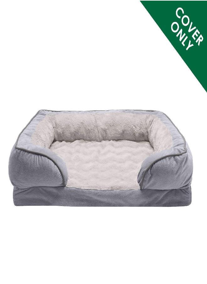 Furhaven - Furhaven Replacement Dog Bed Cover Perfect Comfort Plush & Velvet Waves Sofa-Style, Machine Washable - Granite Gray, Large - Image 1