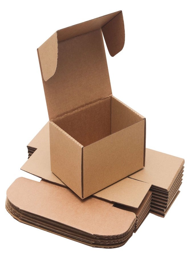 YOUNGKEE 10 Pack Small Shipping Boxes 6x4x3'' Corrugated Small Cardboard Boxes for Shipping, Recyclable Packaging Boxes for Business, Mailer, Gift Packing, Crafts Packing, Jewelry Box, Brown - Image 1
