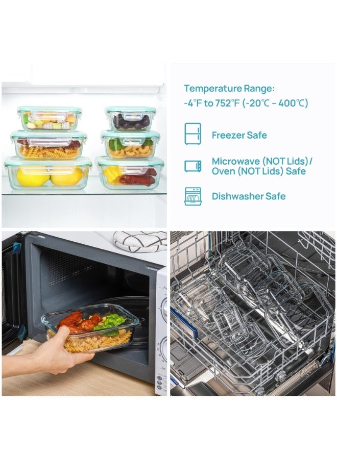 أر أس جي RSG مجموعة من ٨ علب زجاجية لتحضير الوجبات مع أغطية محكمة الإغلاق مانعة للتسرب، آمنة للاستخدام في الميكروويف والفرن والفريزر وغسالة الصحون، علب تخزين طعام آمنة خالية من مادة BPA للمطبخ وتحضير الطعام والخبز - Image 4