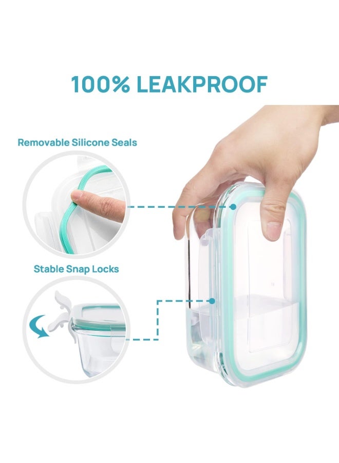 أر أس جي RSG مجموعة من ٨ علب زجاجية لتحضير الوجبات مع أغطية محكمة الإغلاق مانعة للتسرب، آمنة للاستخدام في الميكروويف والفرن والفريزر وغسالة الصحون، علب تخزين طعام آمنة خالية من مادة BPA للمطبخ وتحضير الطعام والخبز - Image 3