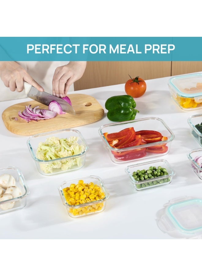 أر أس جي RSG مجموعة من ٨ علب زجاجية لتحضير الوجبات مع أغطية محكمة الإغلاق مانعة للتسرب، آمنة للاستخدام في الميكروويف والفرن والفريزر وغسالة الصحون، علب تخزين طعام آمنة خالية من مادة BPA للمطبخ وتحضير الطعام والخبز - Image 5