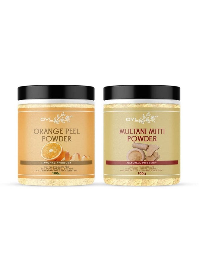 OY-L OYL Natural Orange Peel Powder & Multani Mitti Powder/Fullers Earth/Bentonite Clay/Combo Pack For Face Care, Skin Whitening, Hair Care - 100g Each Pack Of 2 - Image 1