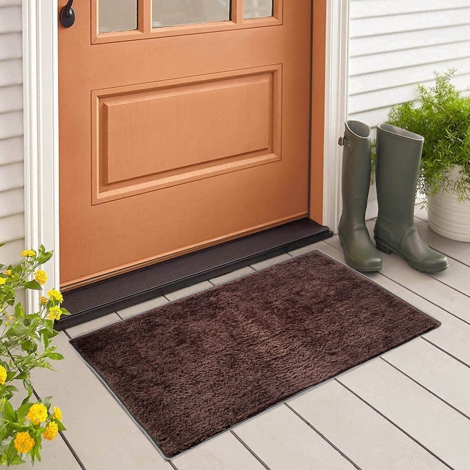 ANTI SLIP MICROFIBER FLOOR DOOR MAT FOR HOME ENTRANCE KITCHEN OFFICE LIVING ROOM BEDROOM 16 X 24 IN COFFEE SOLID