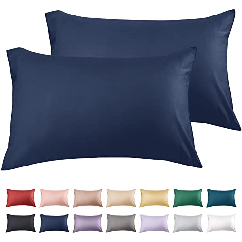 Warmstar Cotton Pillow Cases King Size Set of 2 600 Thread Count Pillowcases 20x36 Inches Soft Long Staple Cotton Pillowcases Breathable with Envelope ClosureNavy Blue