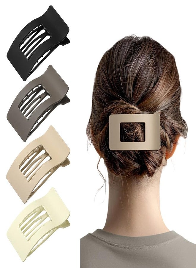 MAYCREATE® 4 Pack French Flat Hair Clips For Woman, Large Matte No-Slip Claw Clips, Strong Hold Styling Hair Clip Accessories For Thick & Thin Hairs, Multicolor - Image 1