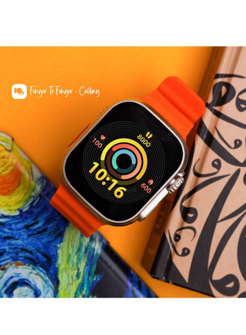 T800 Ultra Near Field Communication Smart Watch Bluetooth Wireless Charging Sports Watch for Adult Unisex (Orange)