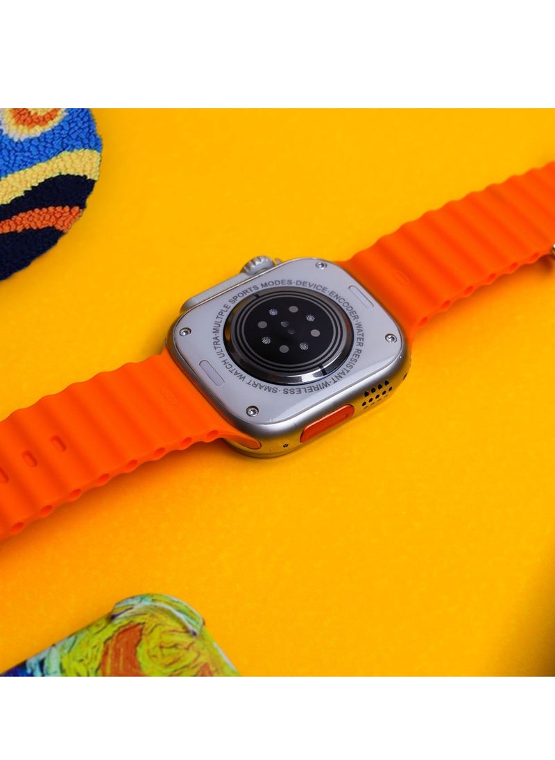 Ultra - T800 Ultra Near Field Communication Smart Watch Bluetooth Wireless Charging Sports Watch for Adult Unisex (Orange) - Image 1