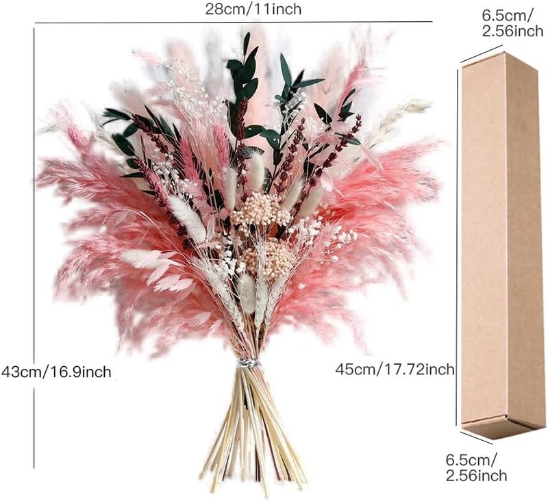 Mifgra Pink Pampas Grass Dried Flowers Bouquet for Home Decor, Wedding Decor, Boho Style Floral Arrangement Without Flower Vase - Image 3