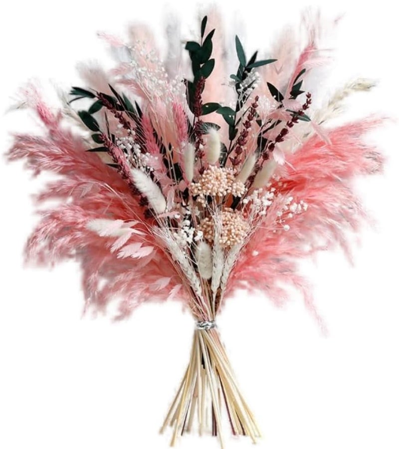 Mifgra Pink Pampas Grass Dried Flowers Bouquet for Home Decor, Wedding Decor, Boho Style Floral Arrangement Without Flower Vase - Image 4