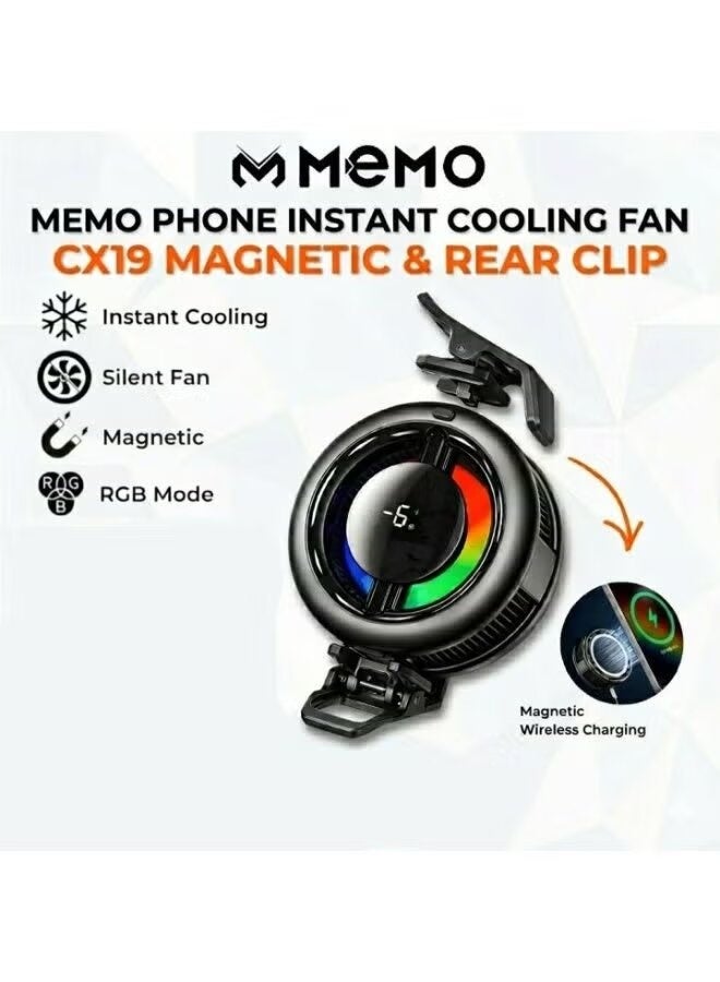 Memo CX19 Magnetic Wireless Charger 15W Fast Charging with Cooling Fan & Large Digital LED Display – Qi-Compatible Wireless Charging Stand for Smartphones, Tablets & USB Devices – Black - Image 2