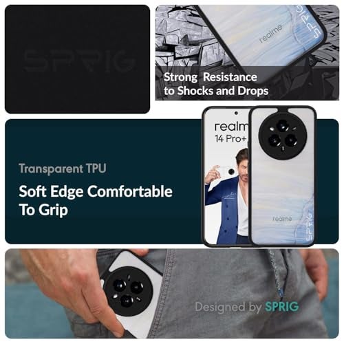 SPRIG Compatible with Realme 14 Pro Plus EdgeTone Back Cover Drop Tested Shock Proof Mobile Case for Men, Women, Boys and Girls with Camera Protection (Black Transparent) - Image 2